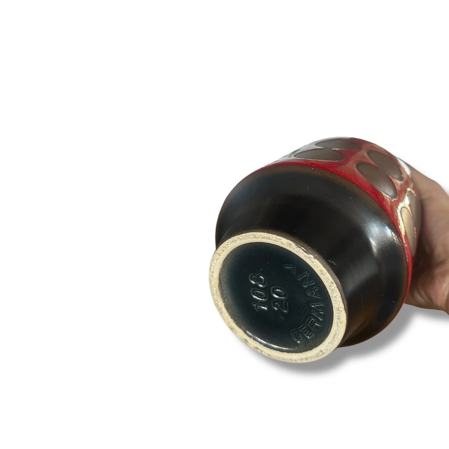 Vintage Dümler & Breiden Fat Lava Vase – Red & Black West German Mid-Century Ceramic