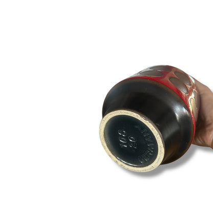 Vintage Dümler & Breiden Fat Lava Vase – Red & Black West German Mid-Century Ceramic