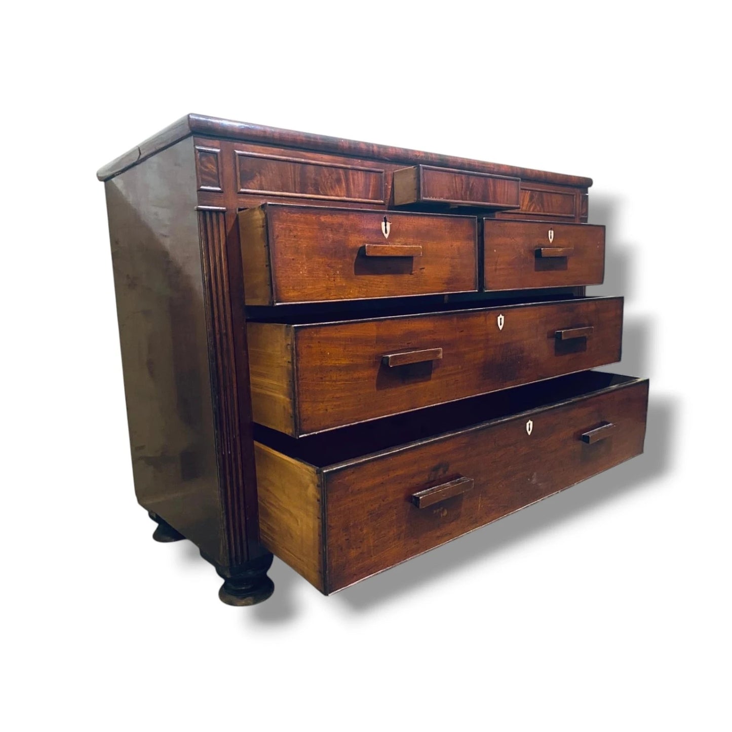 Antique Mahogany Chest – 19th Century Vintage Chest Drawers with Secret Compartment