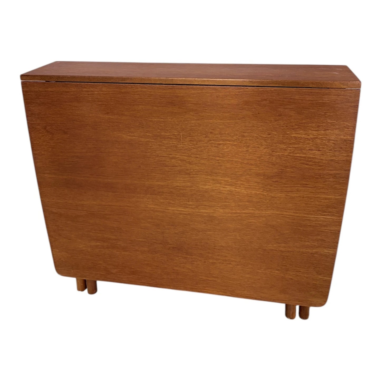 Vintage Teak Dining Table - Mid Century Folding Drop Leaf Table With Elegant Tapered Legs