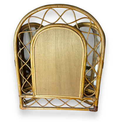 Mid century triptych bamboo mirror