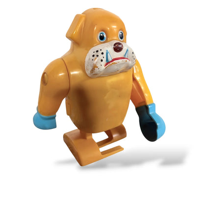 Vintage Wind-Up Boxer Dog Toy – Retro Hong Kong Plastic Clockwork Toy