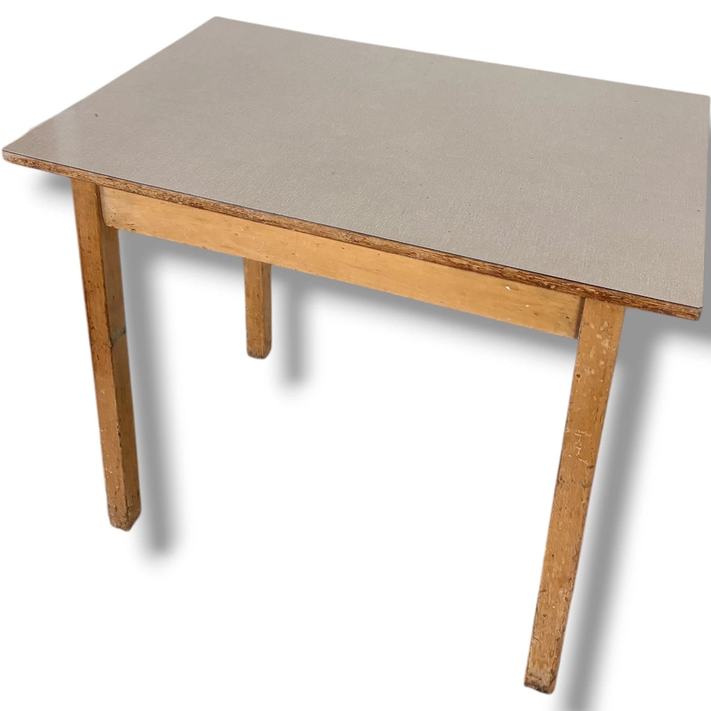 Mid Century Dining Table - Vintage Taupe Formica Top | Solid Wooden Legs