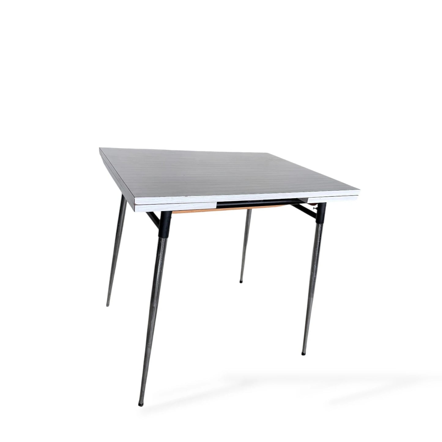 Mid-Century Formica Draw-Leaf Dining Table | Retro Kitchen Table with Chrome Legs