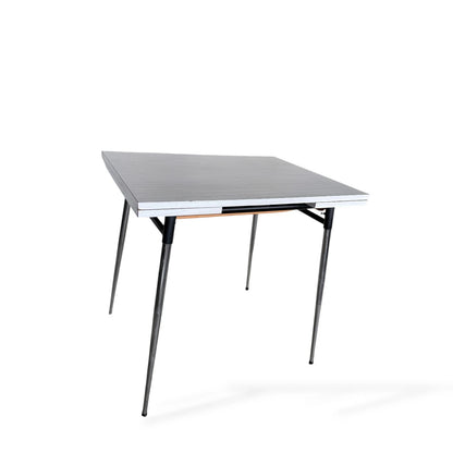 Mid-Century Formica Draw-Leaf Dining Table | Retro Kitchen Table with Chrome Legs