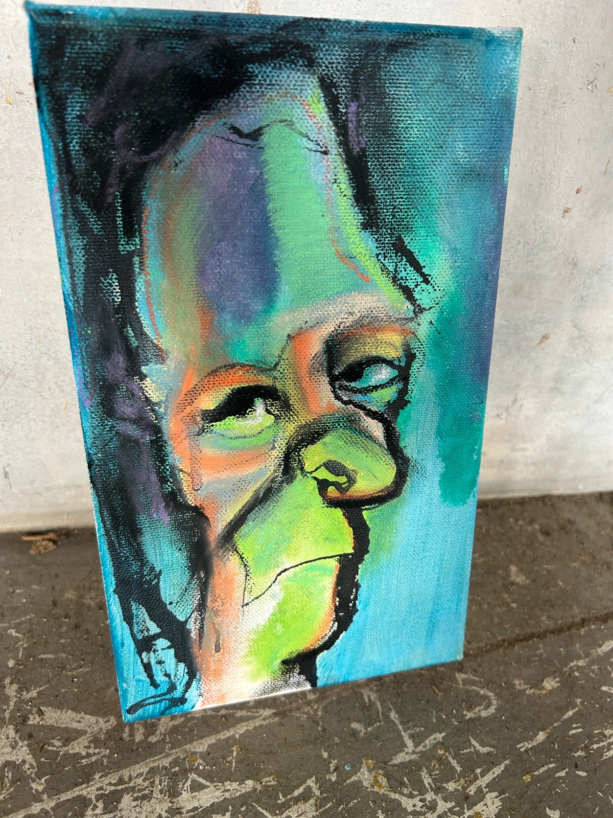 Neo-Expressionist Portrait Painting | Vintage Outsider Art on Canvas