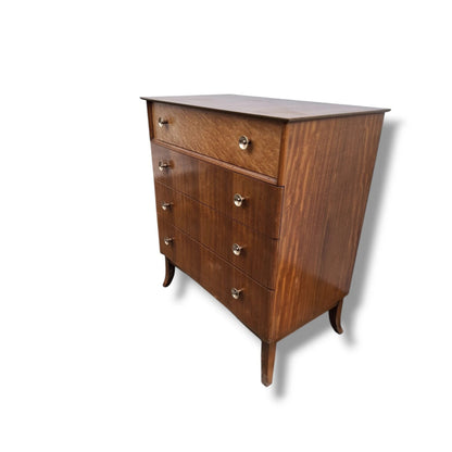 Mid-Century Chest Drawers – Vintage Dresser with Walnut & Bird’s Eye Maple Veneer
