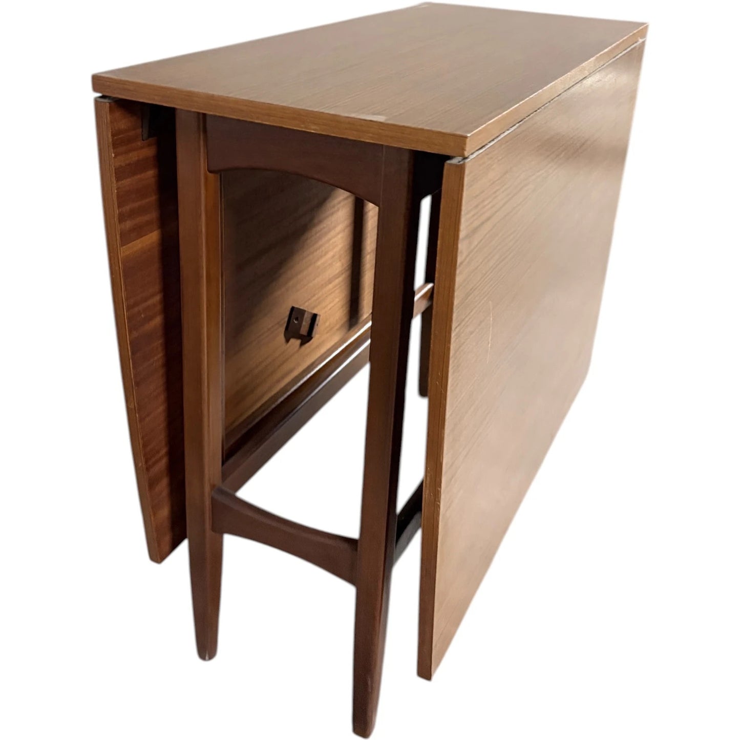 Drop Leaf Dining Table | Mid Century Compact Teak Furniture Piece with Formica Top