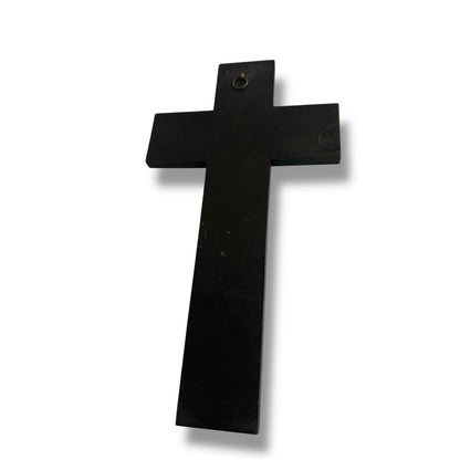 Vintage 1960s Wooden Marquetry Jesus Christ Crucifix