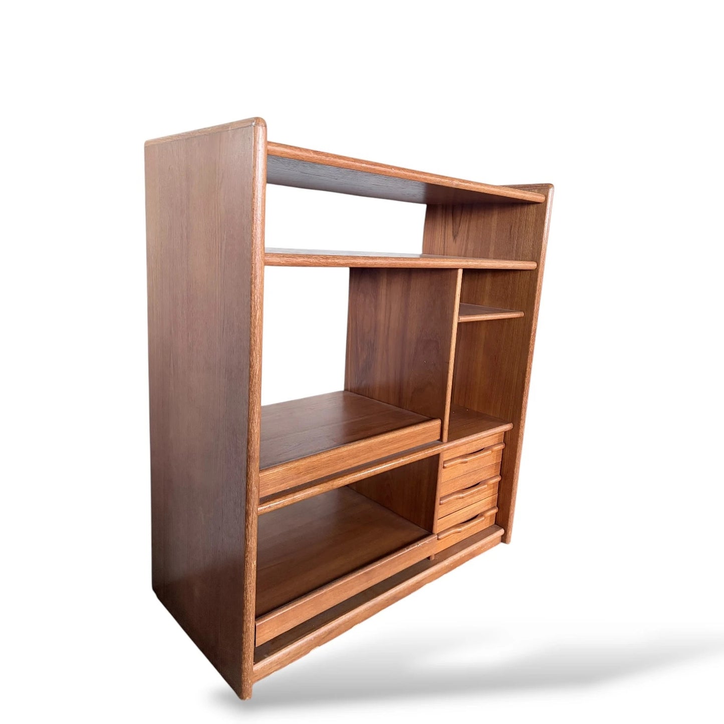 German Retro Media Unit | 1960s Modular Teak Shelving | Mid-Century Storage