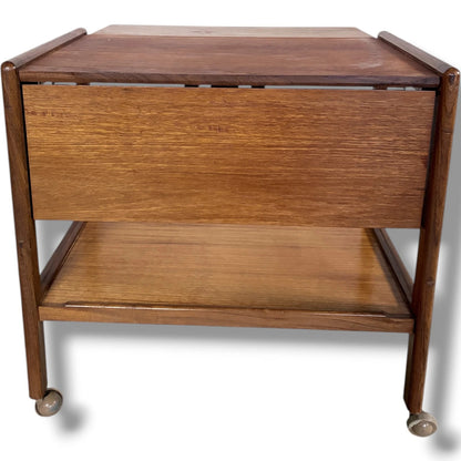Danish Teak Trolley - Mid Century Extending Cart With Smooth Rolling Castors