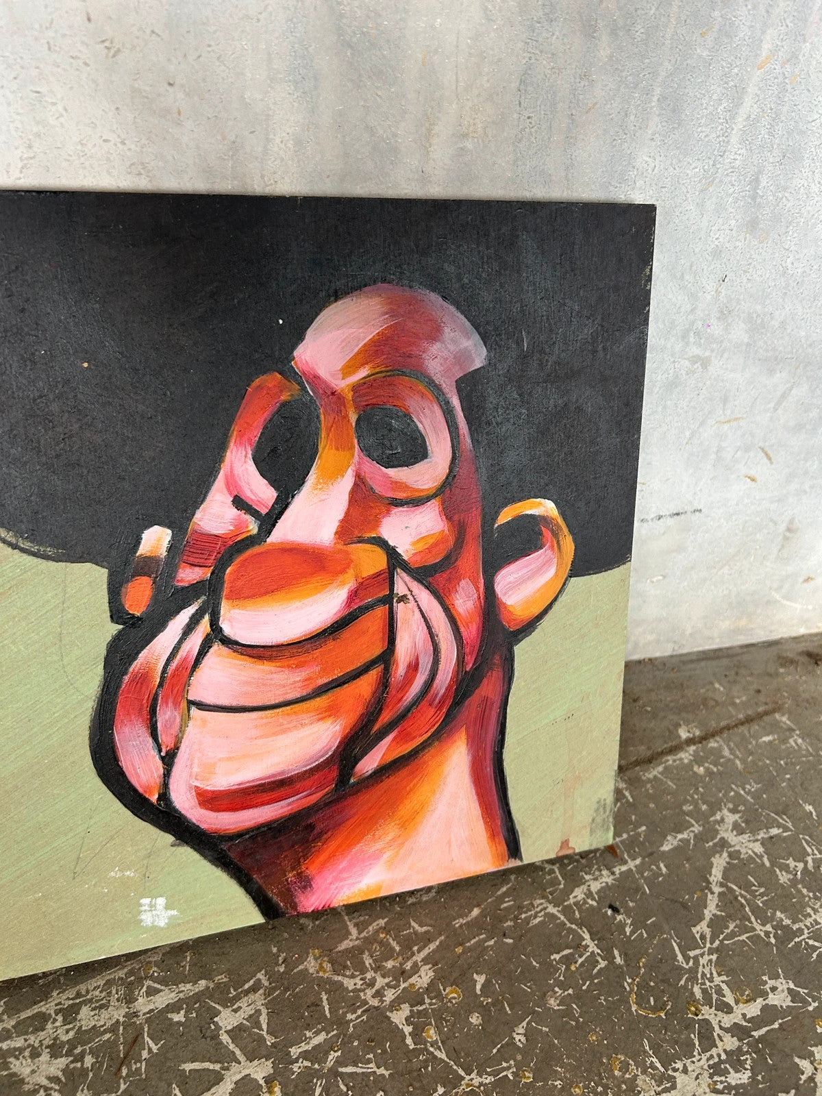 Outsider Art Portrait Painting | Neo Expressionist Abstract Face | Vintage Modernist Wall Art