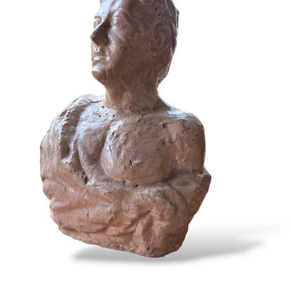 Mid Century Glazed Pottery Roman Bust – Vintage Emperor Sculpture