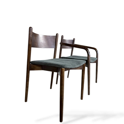 Pair of Mid-Century Modern Dark Wood Dining Chairs – Danish Style
