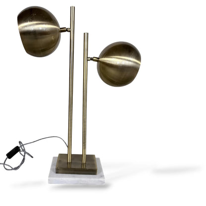 Vintage Brass Eyeball Lamp – Mid-Century Modern Dual Orb Table Lamp on Marble Base