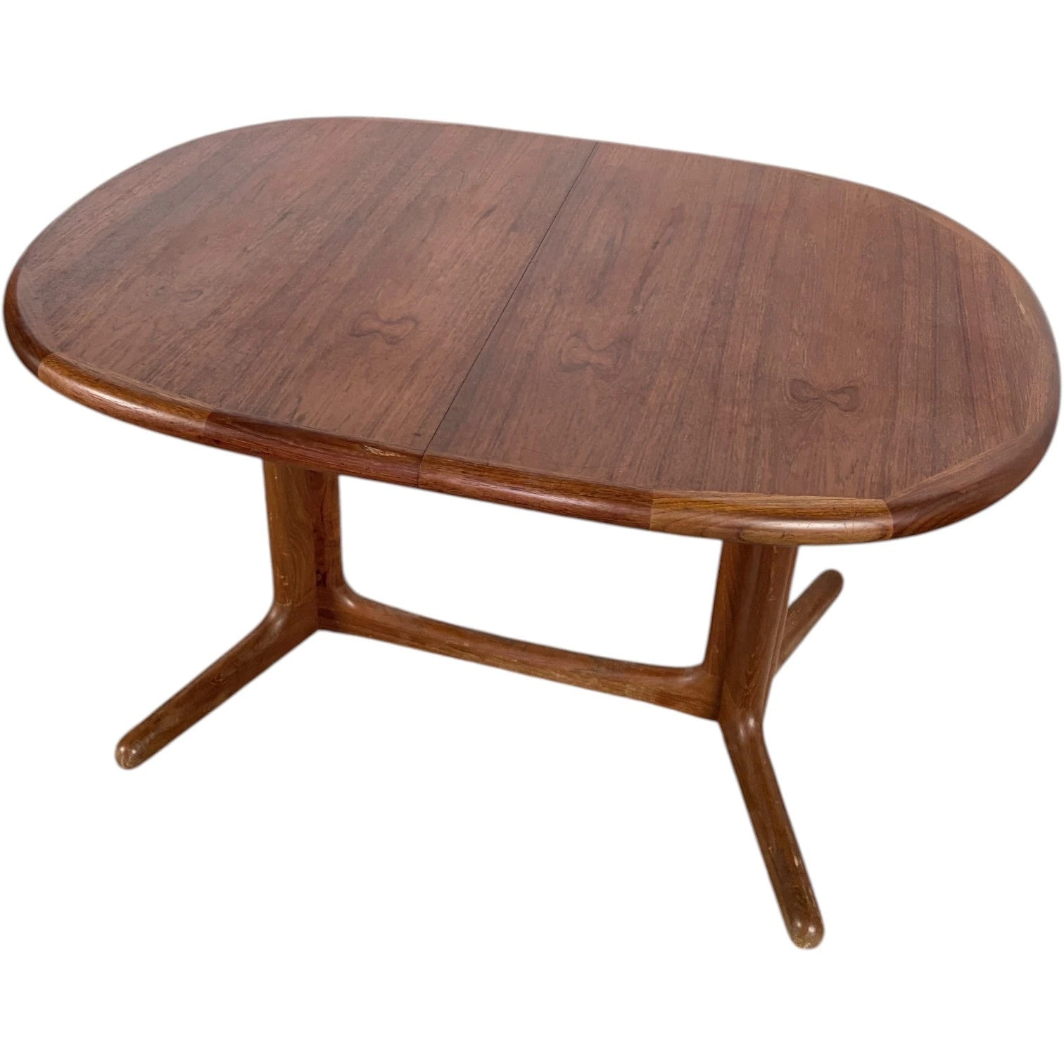 Mid Century Dining Table – Danish Teak Oval Extending Table with Double Leaves — view 5