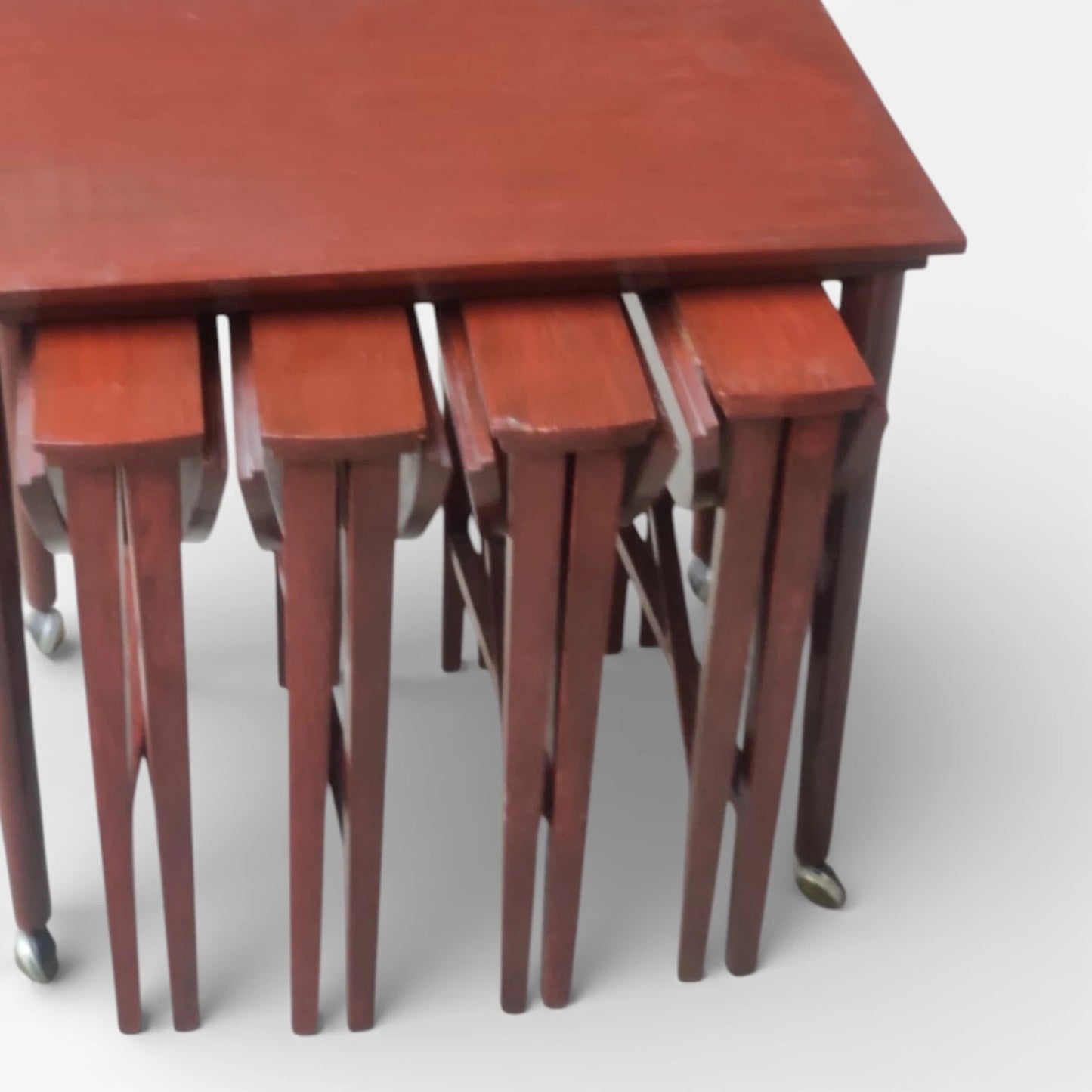 Vintage Danish Nest Tables – Mid-Century Modern Side Tables With Castors — view 5