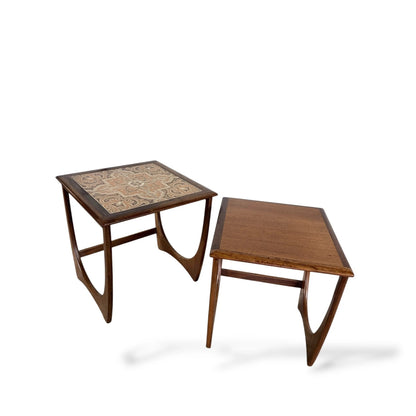 G Plan Fresco Nest of Tables – Mid-Century Teak Side Tables with Tile Inlay