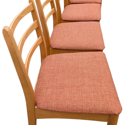 Set of 4 Mid-Century Beech Ladder Back Dining Chairs