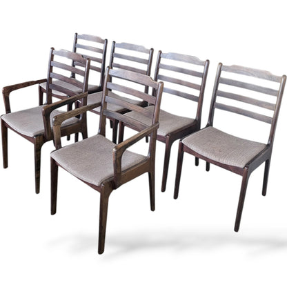 Rosewood Dining Chairs - Set of Six Mid Century Scandinavian Upholstered Seats