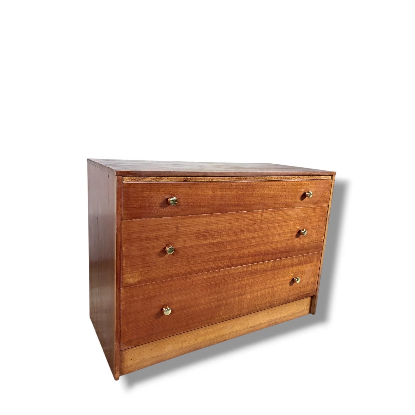 Vintage Easifit Teak Chest of Drawers – 1960s Mid-Century Modern Brass Handle Dresser