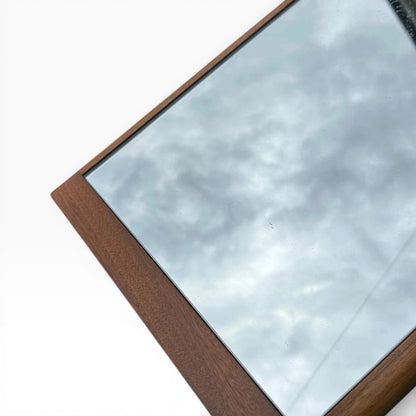 Mid Century Teak Mirror - Danish Rectangular Wall Mounted Vintage Mirror