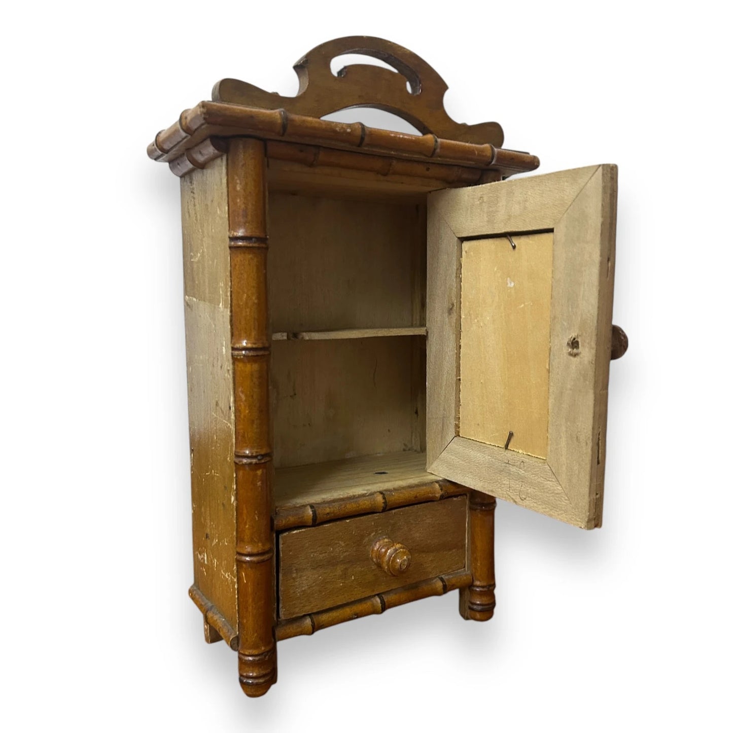 Vintage 1930s French Faux Bamboo Cabinet