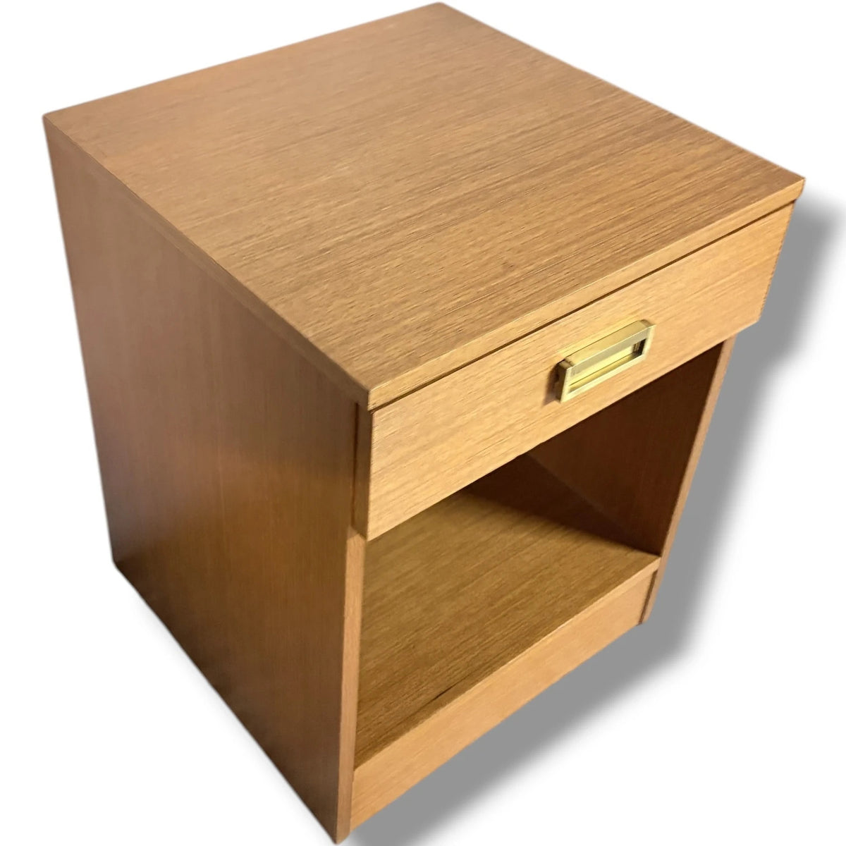 Teak Bedside Cabinets | Mid-Century Nightstands With Brass Handle & Open Storage