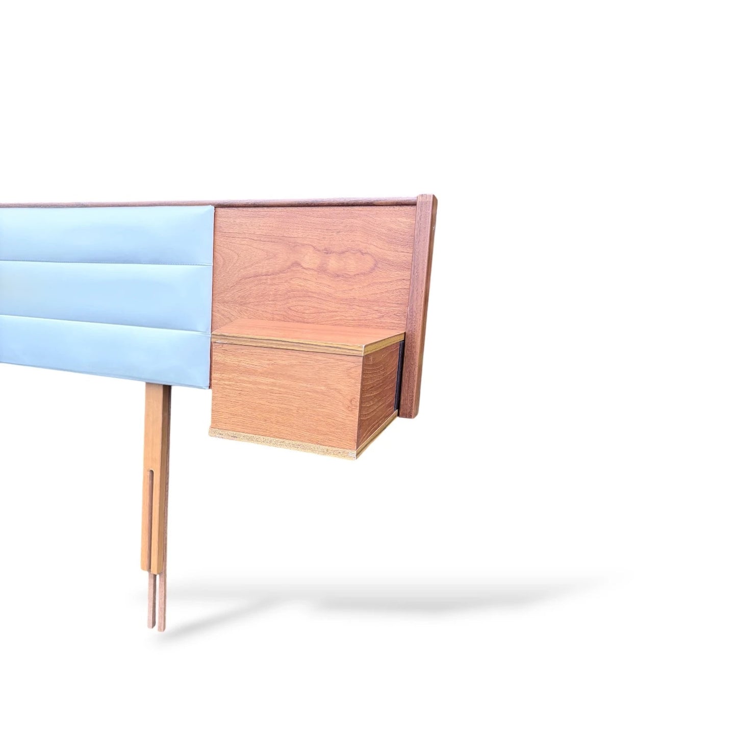 Mid-Century Teak Headboard with Floating Bedside Cabinets by Slumberland