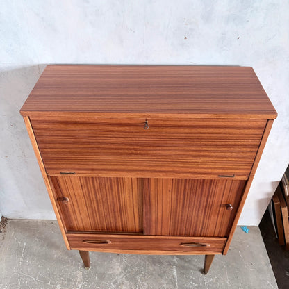Mid Century Jentique Walnut & Teak Bureau Cabinet / Home Office Secretary Desk
