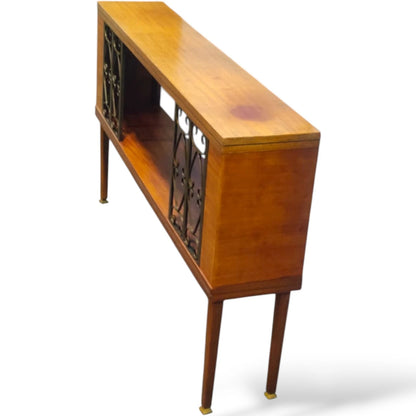 Mid-Century Modern Bookcase – Teak Wood With Iron Frame & Slender Tapered Legs