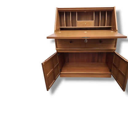 Teak Writing Bureau – Mid Century Desk | Drop Front Vintage Teak Desk