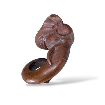 Vintage Hand-Carved Elephant Wall Sculpture – Ebonised Hardwood