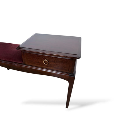 Stag Mahogany Telephone Table | Mid-Century Hall Seat with Drawer