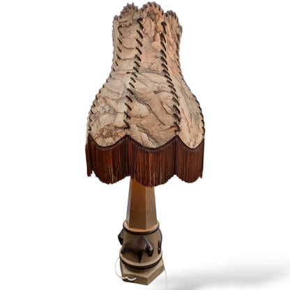 Mid-Century Ceramic Bull Lamp with Hide Shade – 1950s / 60s Western Modernist Design