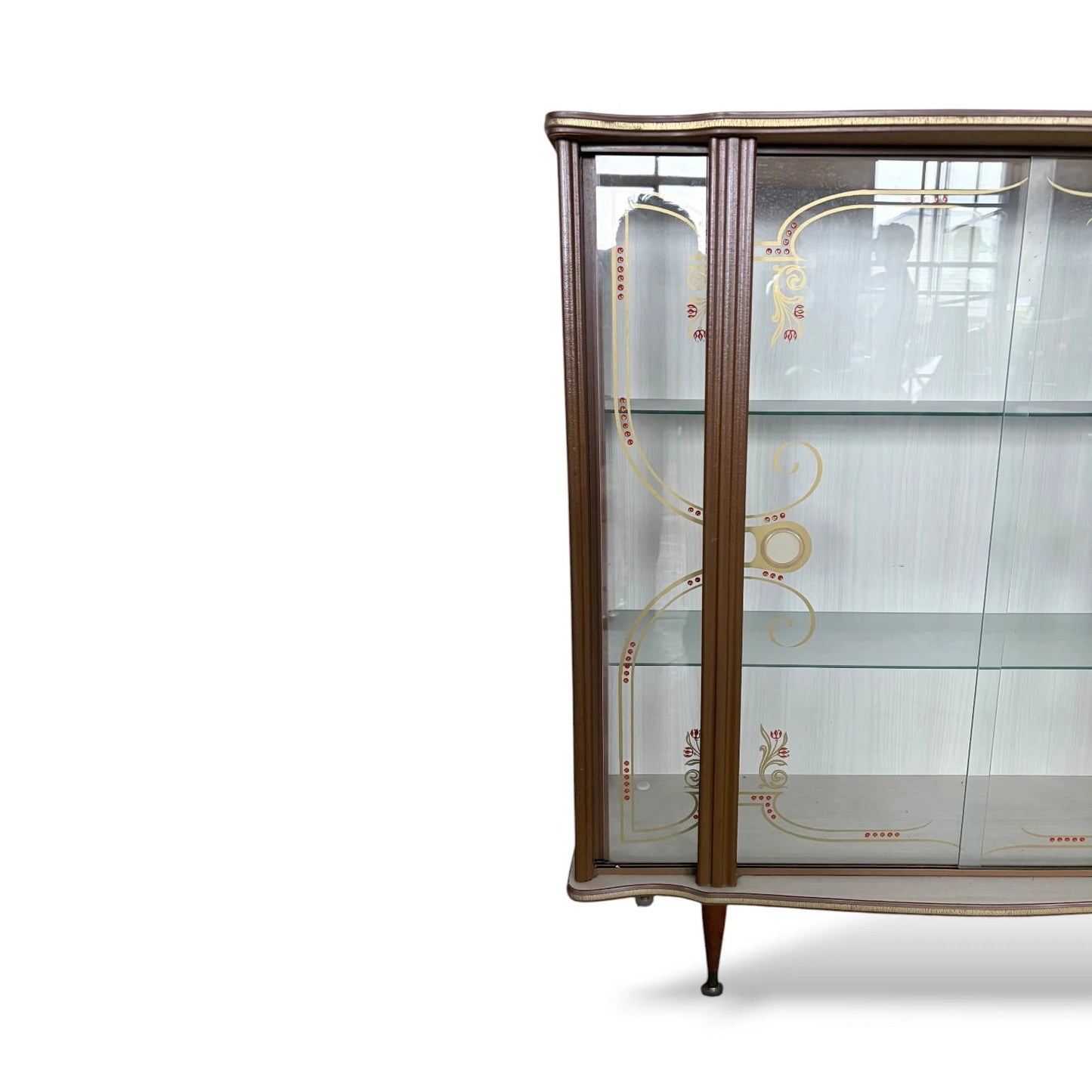 Formica Drinks Display Cabinet | Mid-Century Curved Glass Cocktail Bar