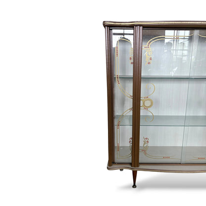 Formica Drinks Display Cabinet | Mid-Century Curved Glass Cocktail Bar