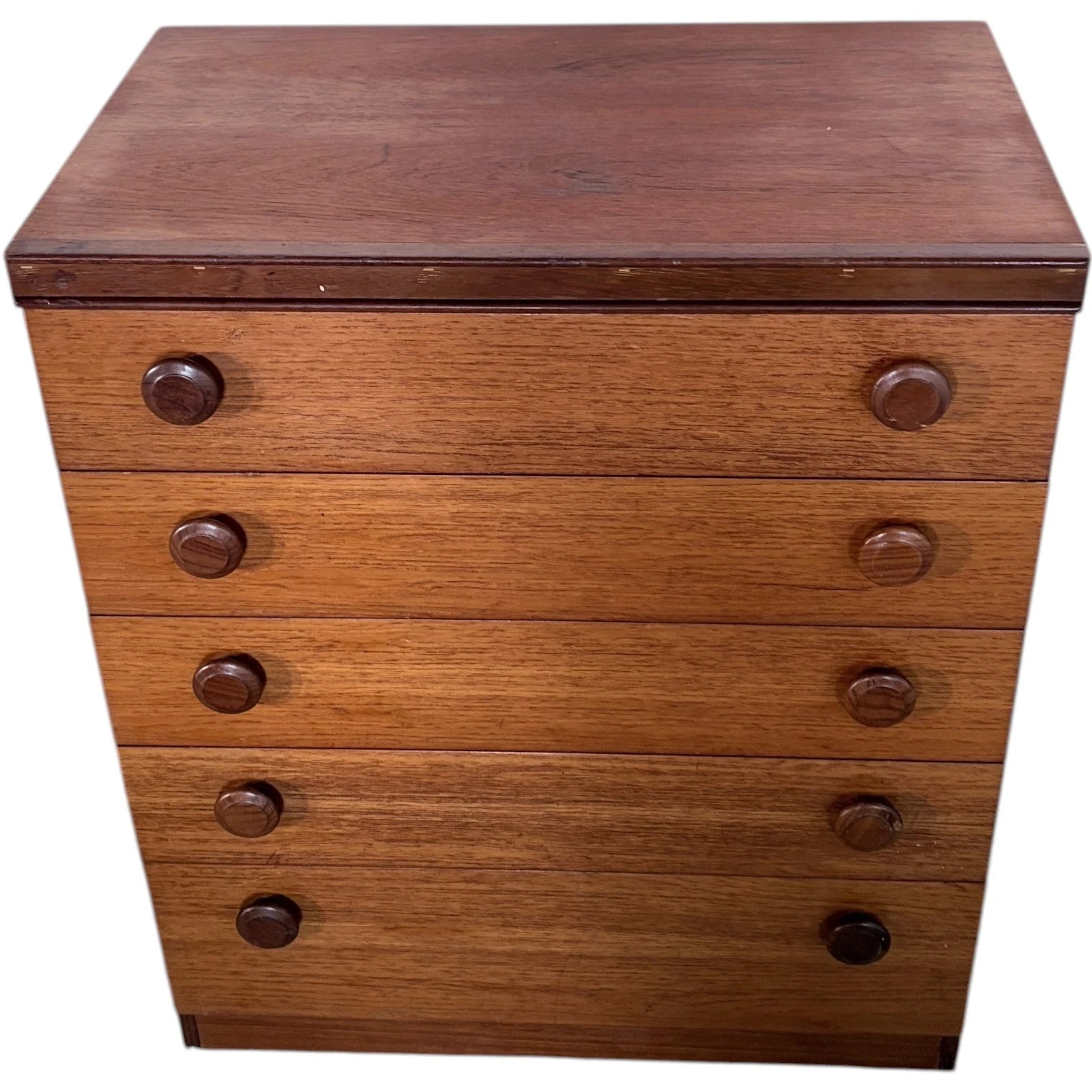 Mid Century Chest | Legate Teak Chest Drawers With Sculpted Circular Handles — view 5
