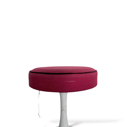 Mid-Century Fibreglass Tulip Stool | White Base with Red Cushion
