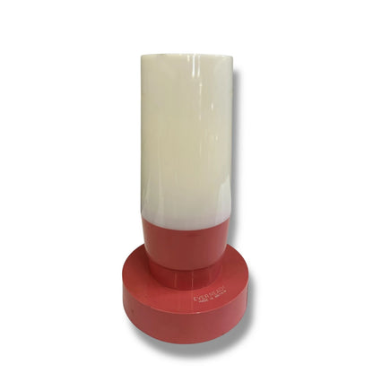 Mid Century Modern Space Age Pink and White Battery Powered Button Table Lamp