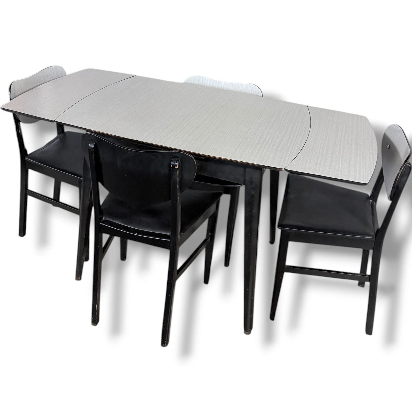 Vintage Drop-Leaf Dining Table – Mid-Century White Formica Extendable Set