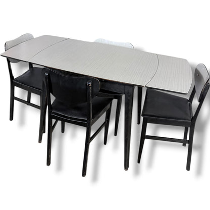 Vintage Drop-Leaf Dining Table – Mid-Century White Formica Extendable Set