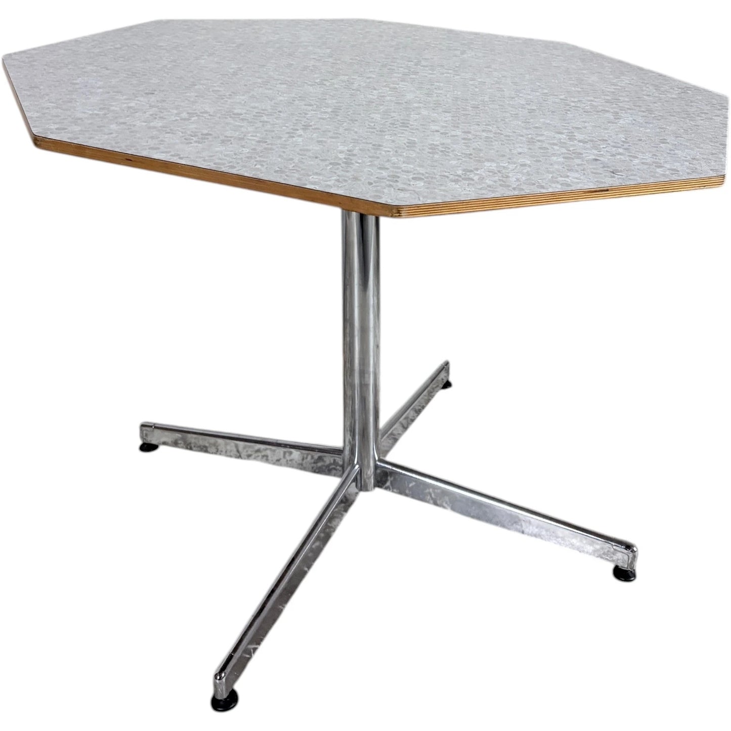 Mid Century Dining Table - Octagonal Formica Kitchen Table with Chrome Base