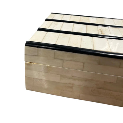 Mid-Century Bone & Ebony Inlay Decorative Box, 1960s