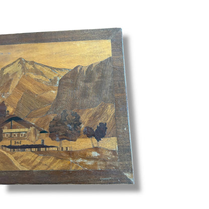 Mid Century Modern Carved Wood Marquetry Picture Panel