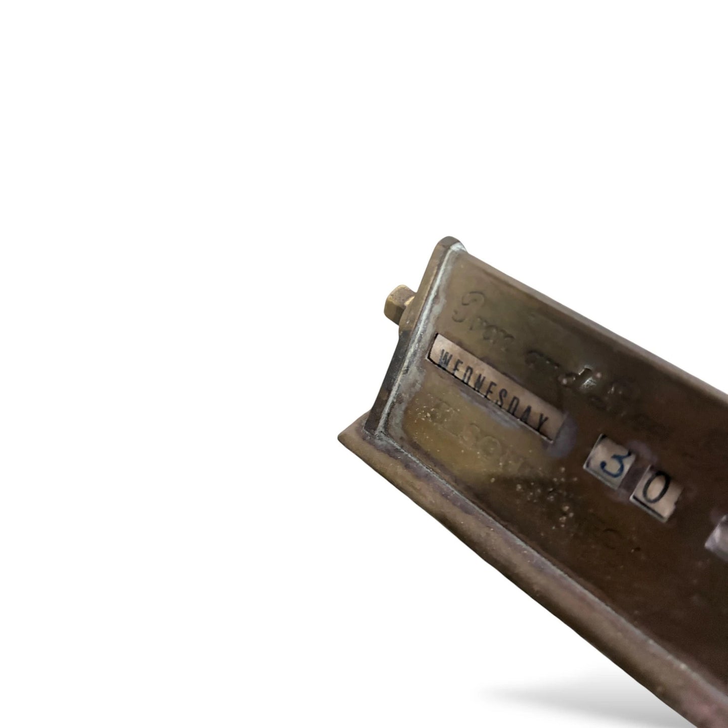 Vintage Brass Perpetual Desk Calendar – Wilsons Iron & Steel Stockholders Industrial