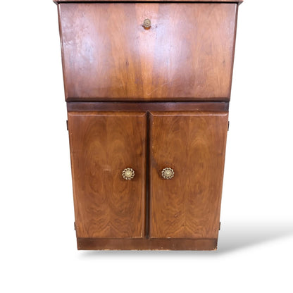 Mid-Century Walnut Drinks Cabinet – Mirrored Cocktail Bar