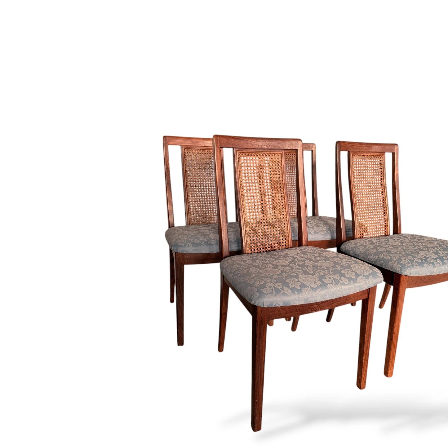Set of 4 Vintage G Plan Teak Dining Chairs – Mid-Century Modern Cane Back