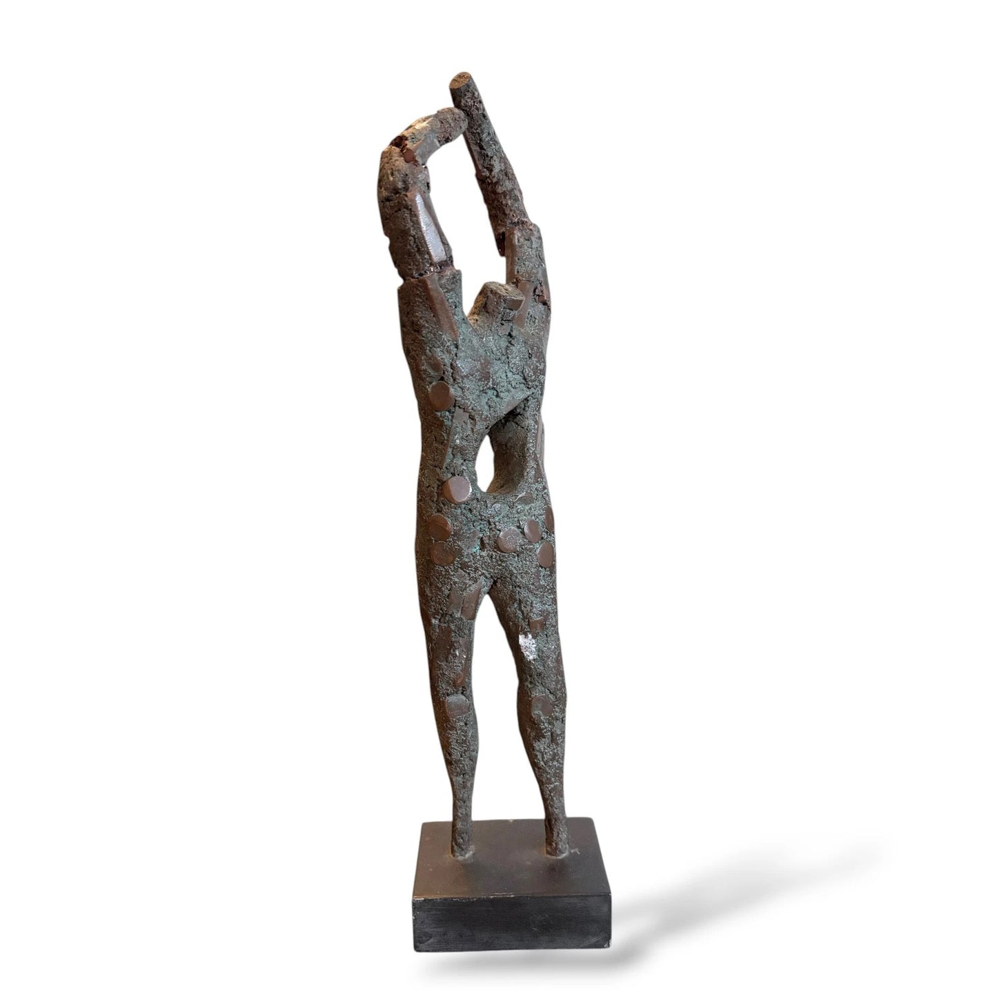 Abstract Oxidised Copper Sculpture – Mid-Century Modern Brutalist Figure