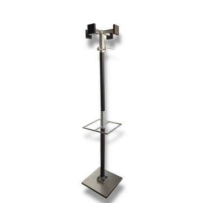 Mid Century Modern Coat Stand | Vintage 1960s Chrome & Wood Hall Stand